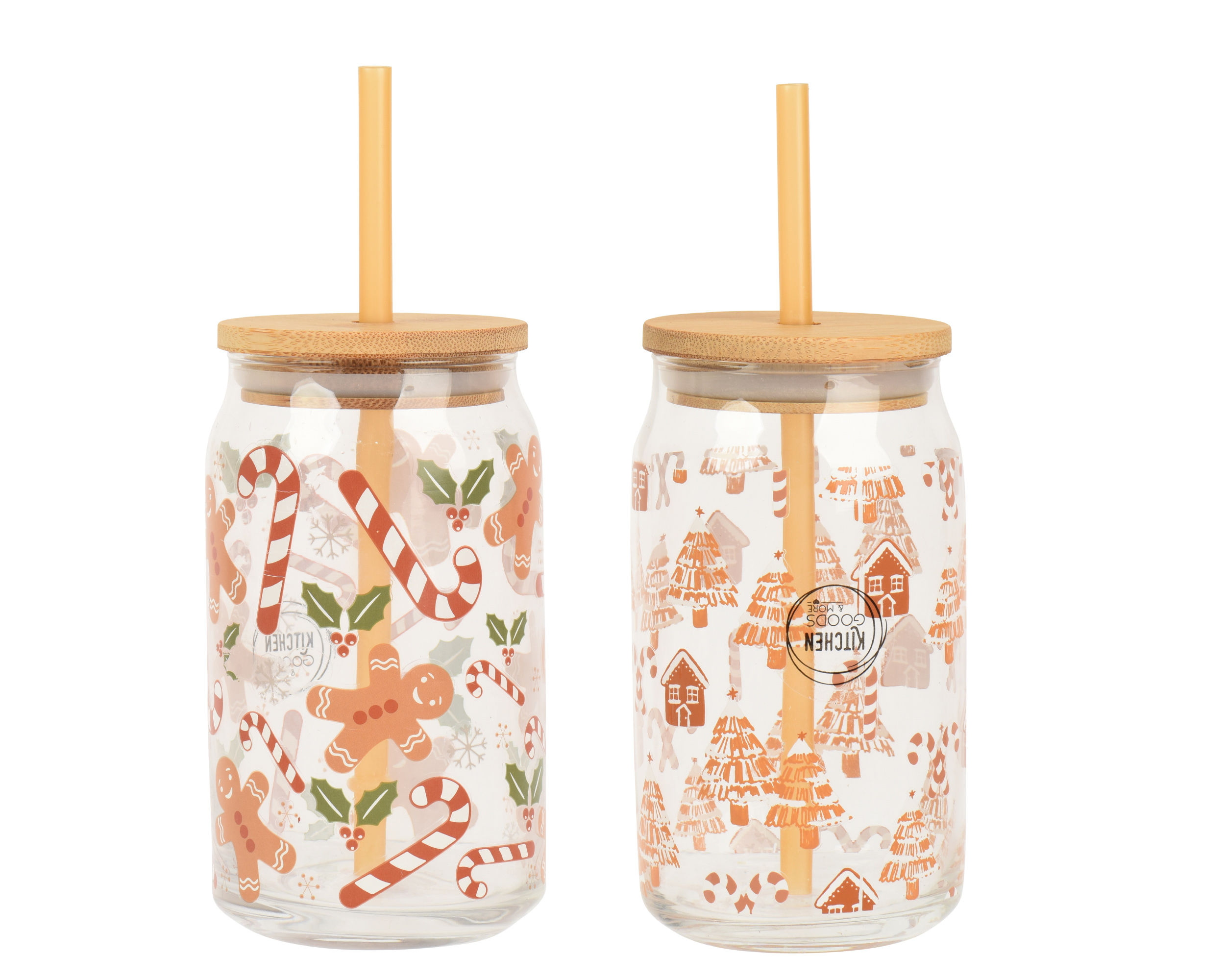 Glass w/cover+straw