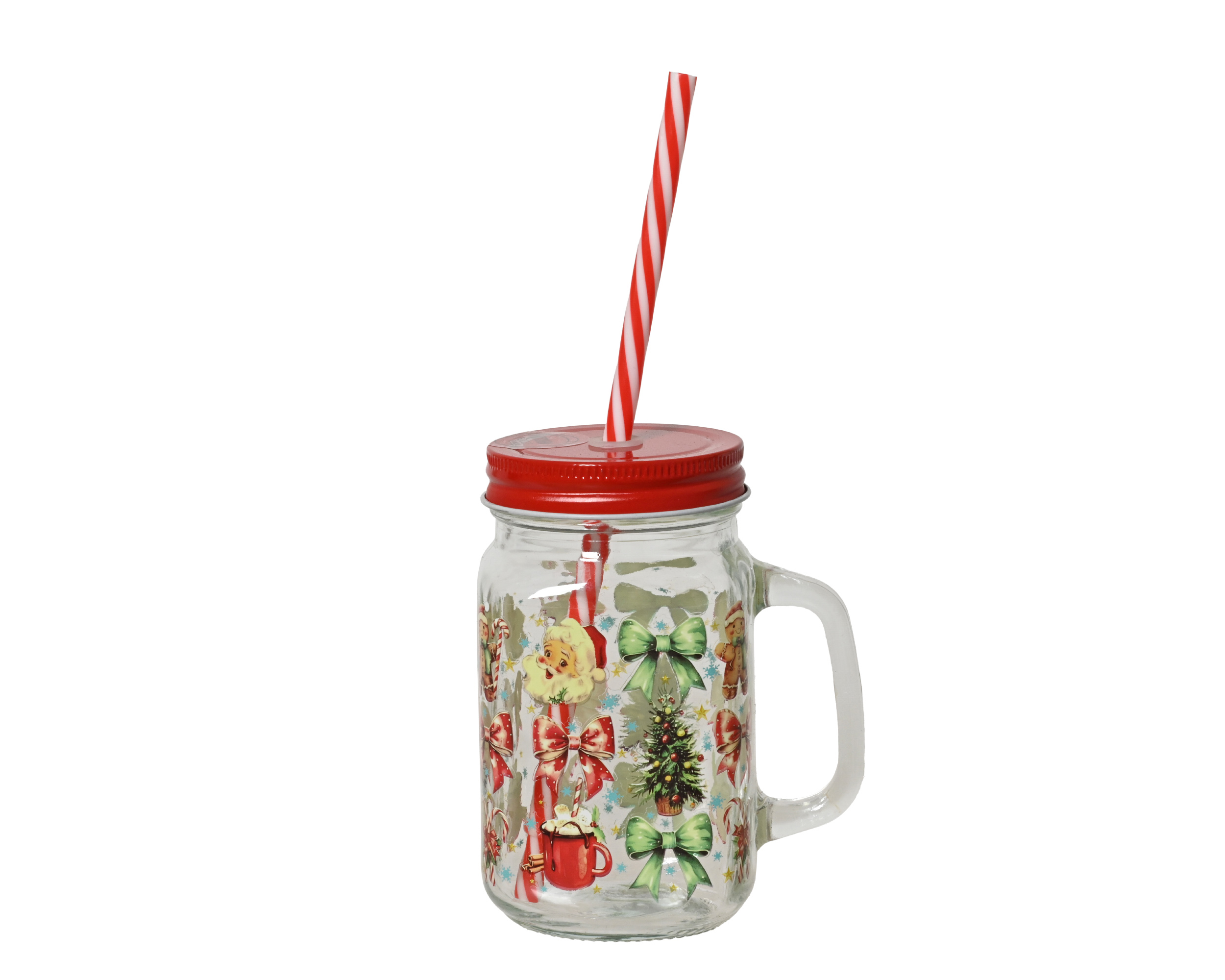 Glass w/cover+straw