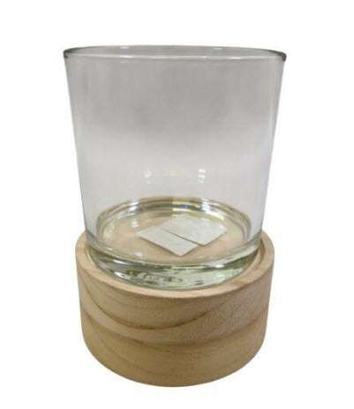 Wooden base w/glass