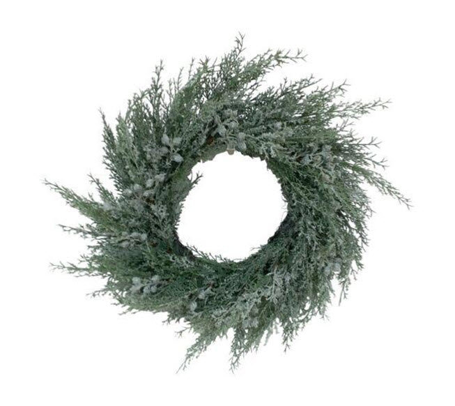 Cedar wreath w/snow